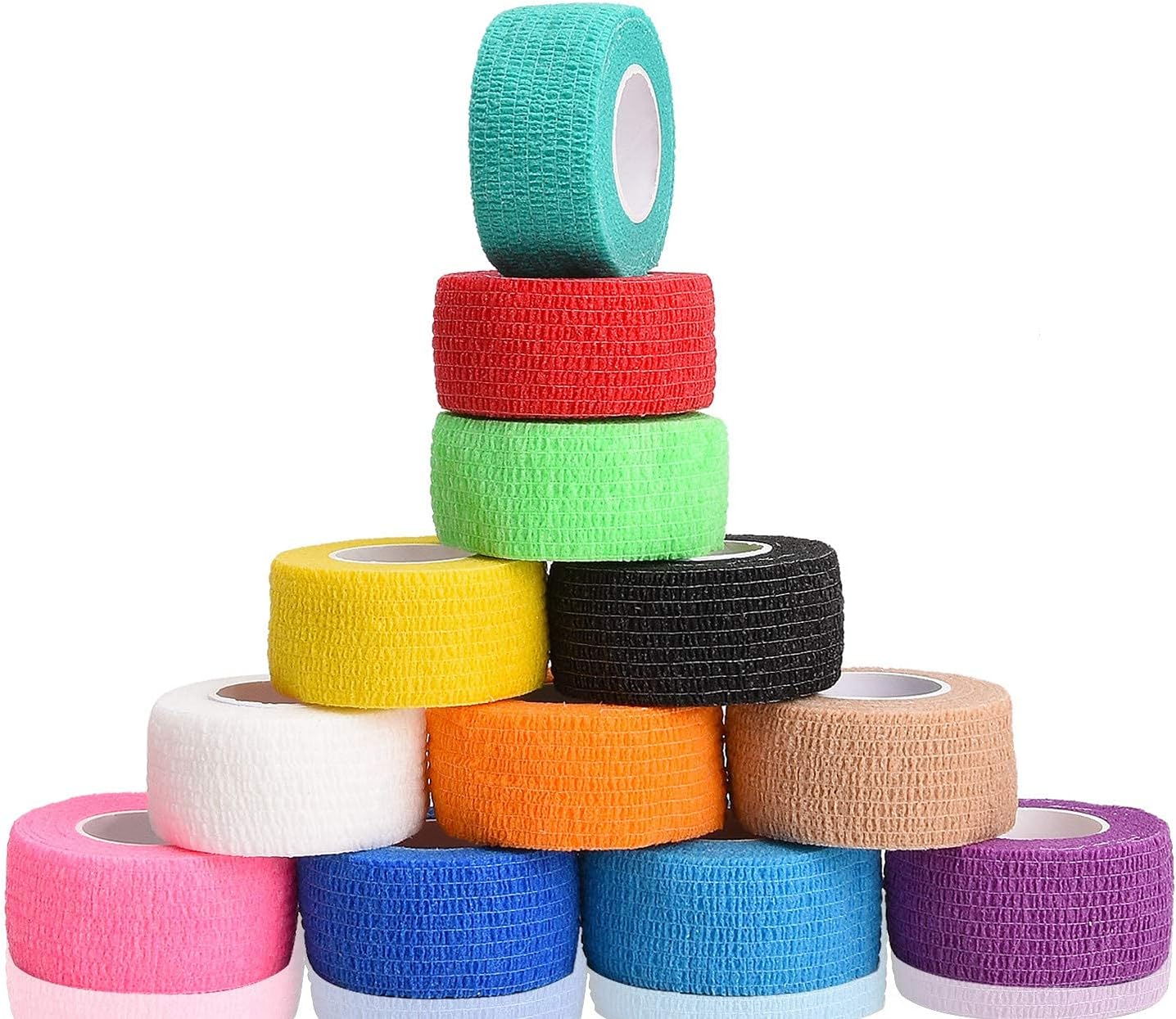 12 Colors Self Adhesive Bandage Wrap for Finger Nail Protector,2.5cm x 4.5m / 1" x 5yd