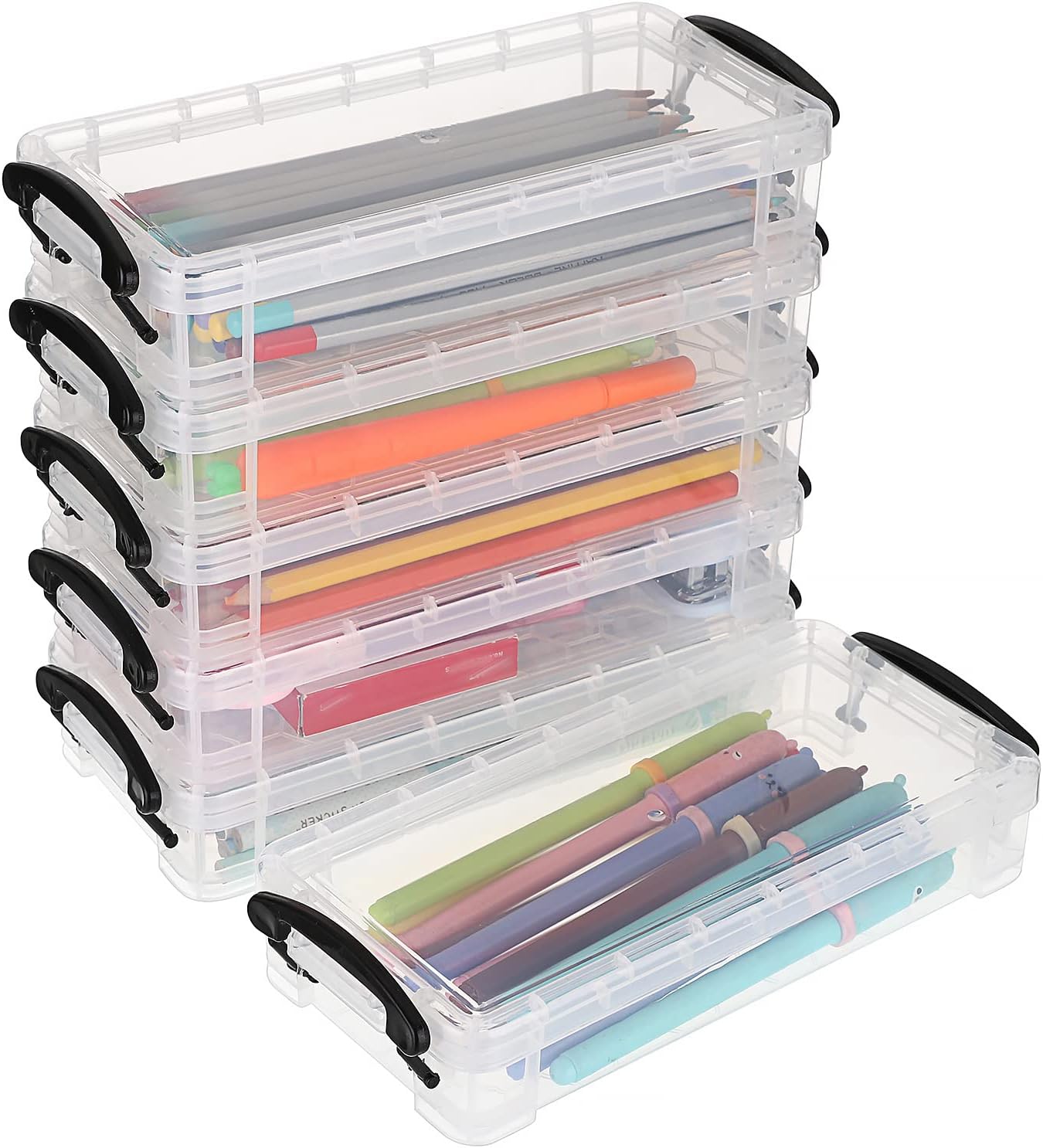 6 Large Capacity Pencil Box,Office Supplies Storage Organizer Box