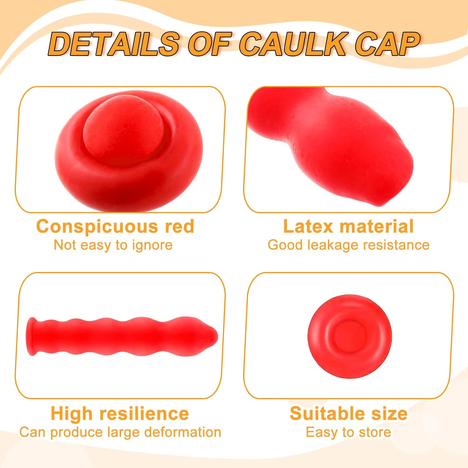 Caulk Saver Caps Caulking Tube Covers for Sealing and Preserving,Red