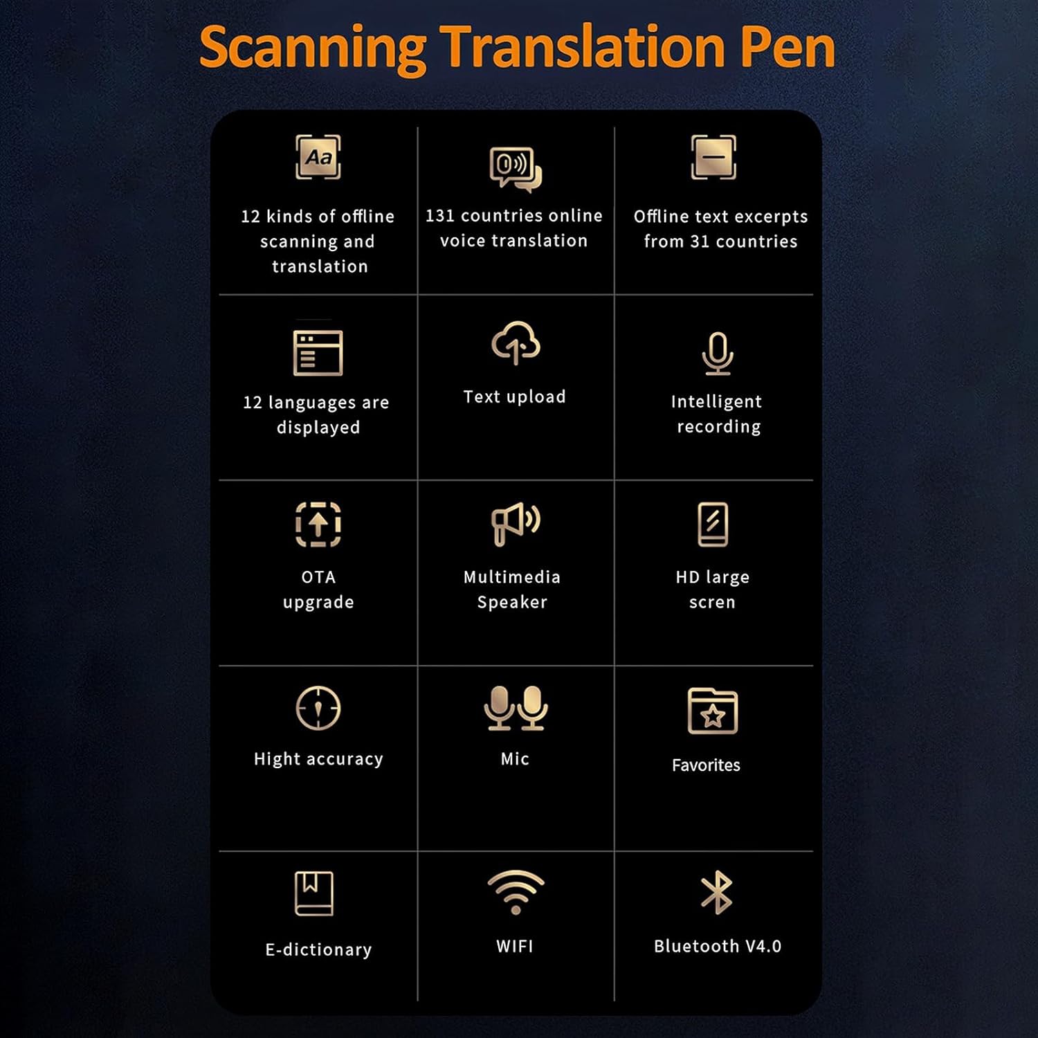 125 Language Digital Translation Scanning Pen Smart Scanner Translator Device