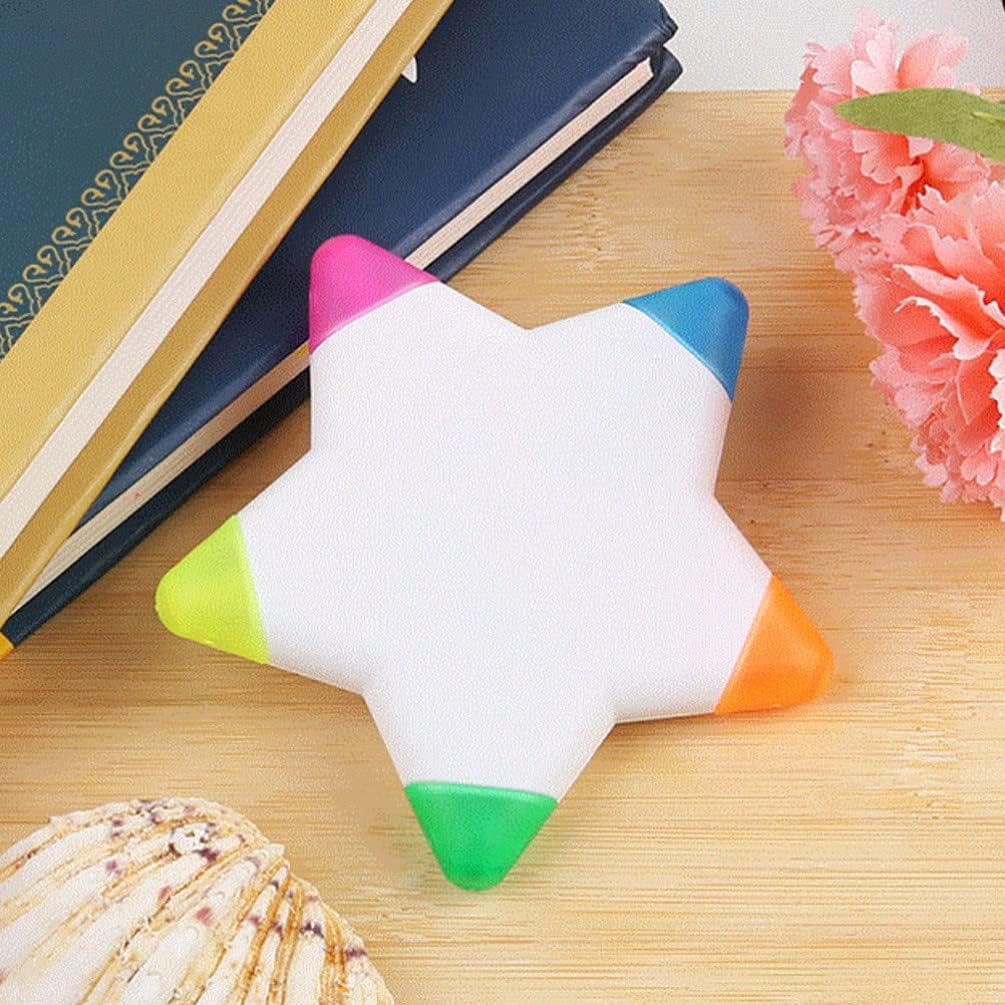 10Pcs Star Shape Watercolor Highlighter 5 In 1 Color Fluorescent Pens