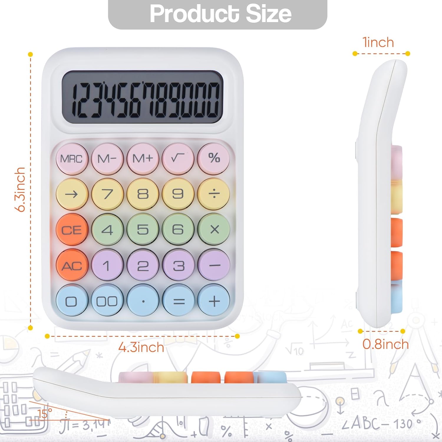 Colorful Candy Mechanical Pushbutton Calculator,12 Digit