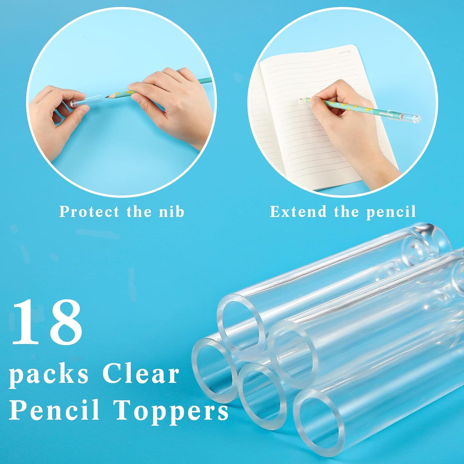 18Pcs Plastic Pencil Caps Tip Protector for Wooden Pencil Extender