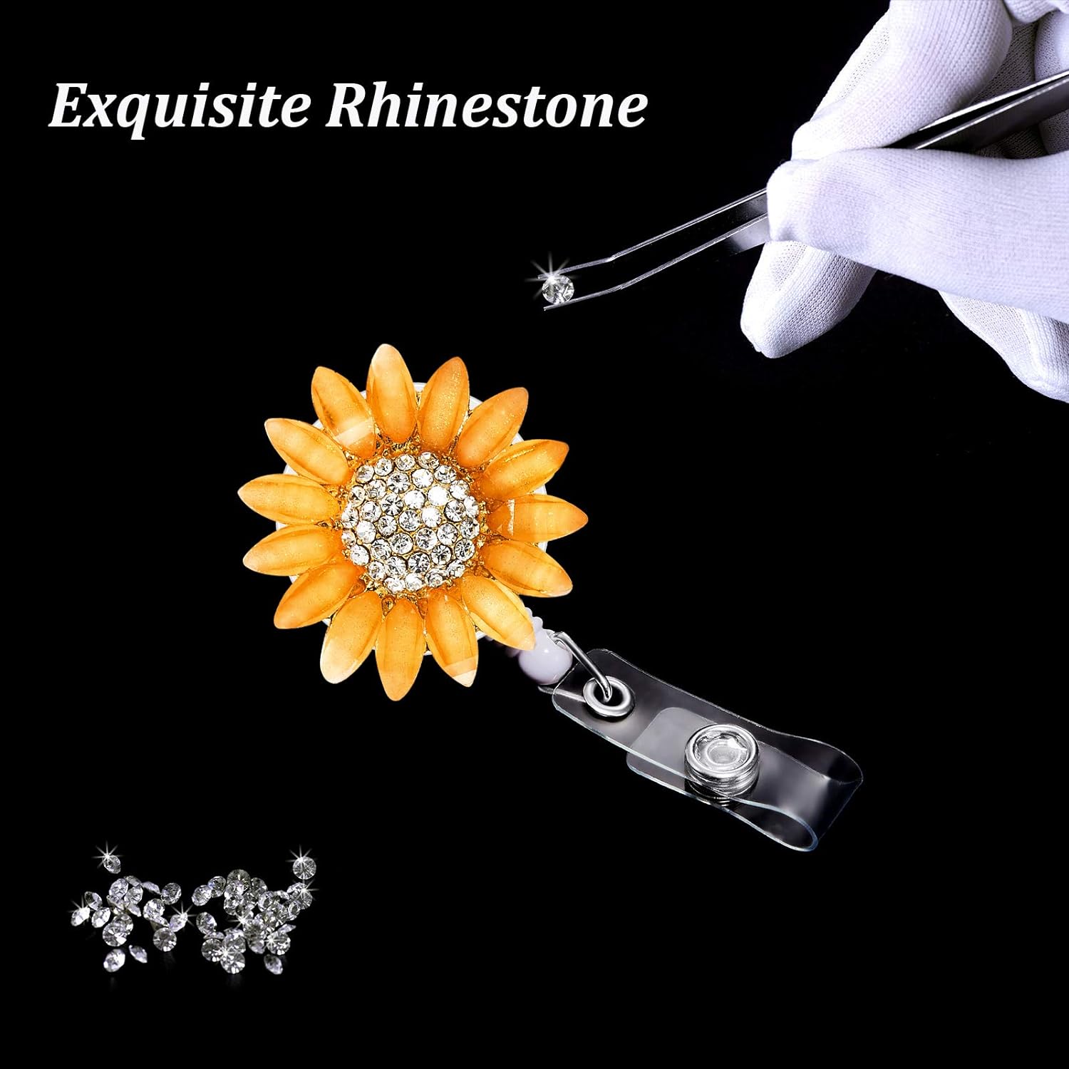 Retractable Sunflower Badge Reel Holder with Alligator Clip 2 Pack