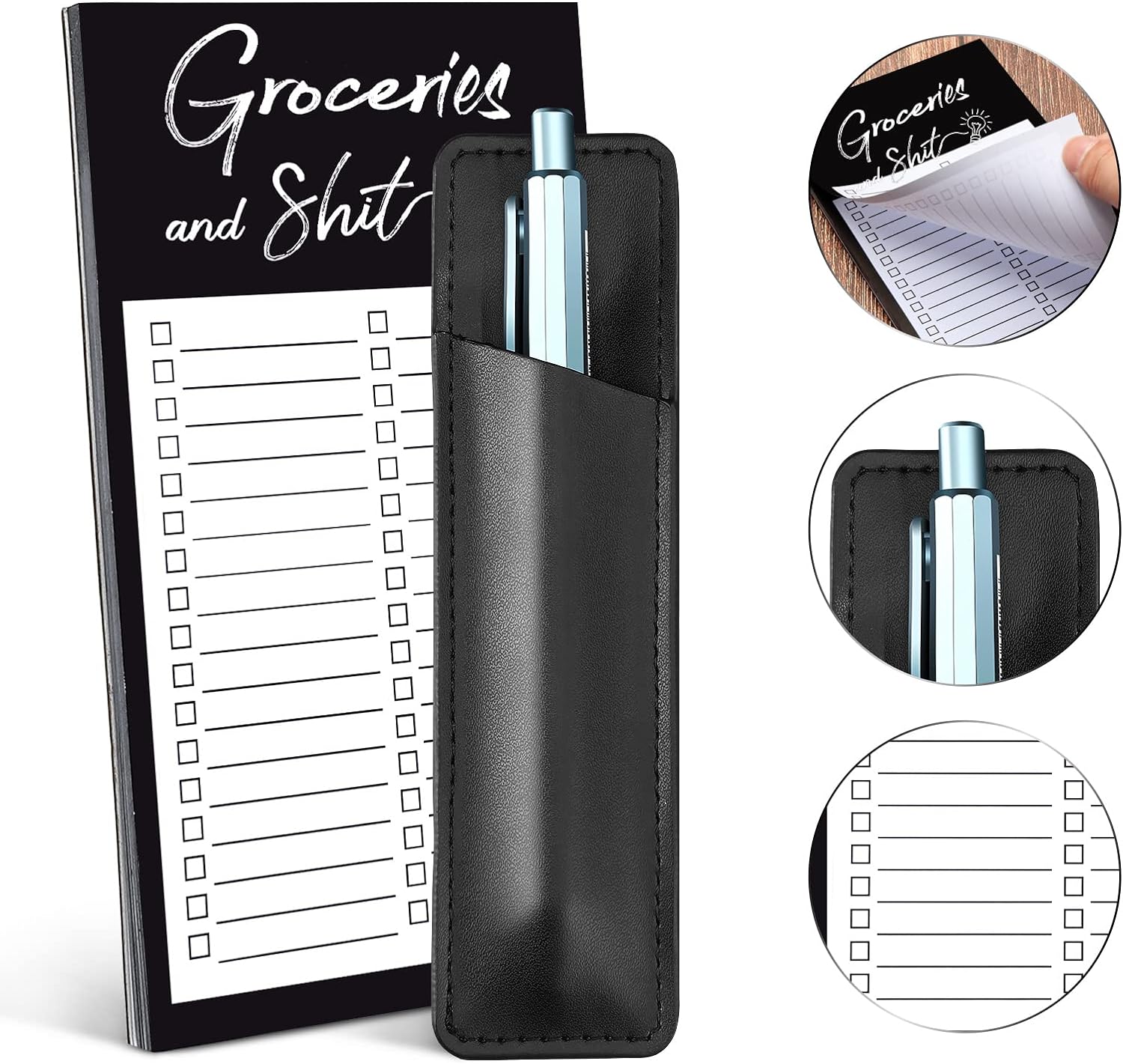 Grocery List Memo Magnet Refrigerator Notepad with 1 Piece Pen Holder