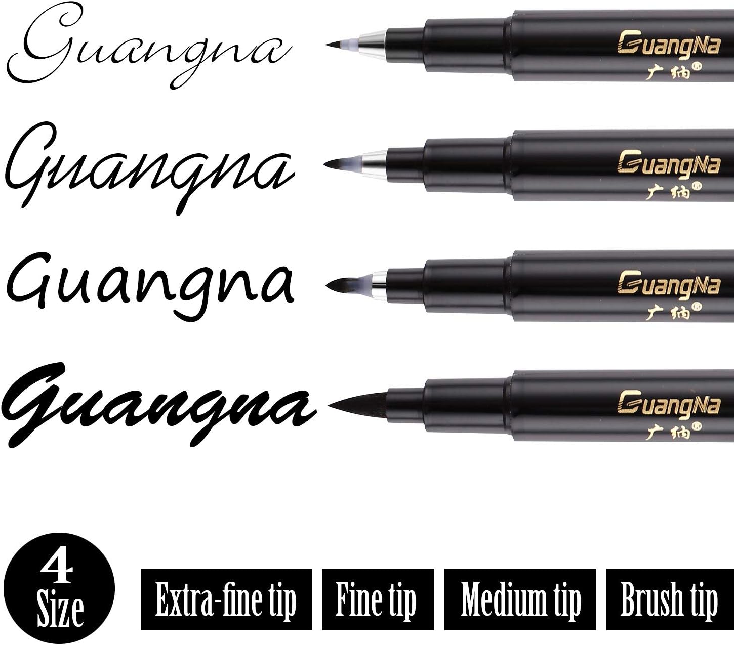 Guangna Calligraphy Pens Set Black Art Markers 6 Pack