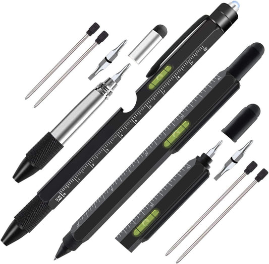 2Pcs Multi Tool Pen,Father's Day Cool Gadget for Him (Black)