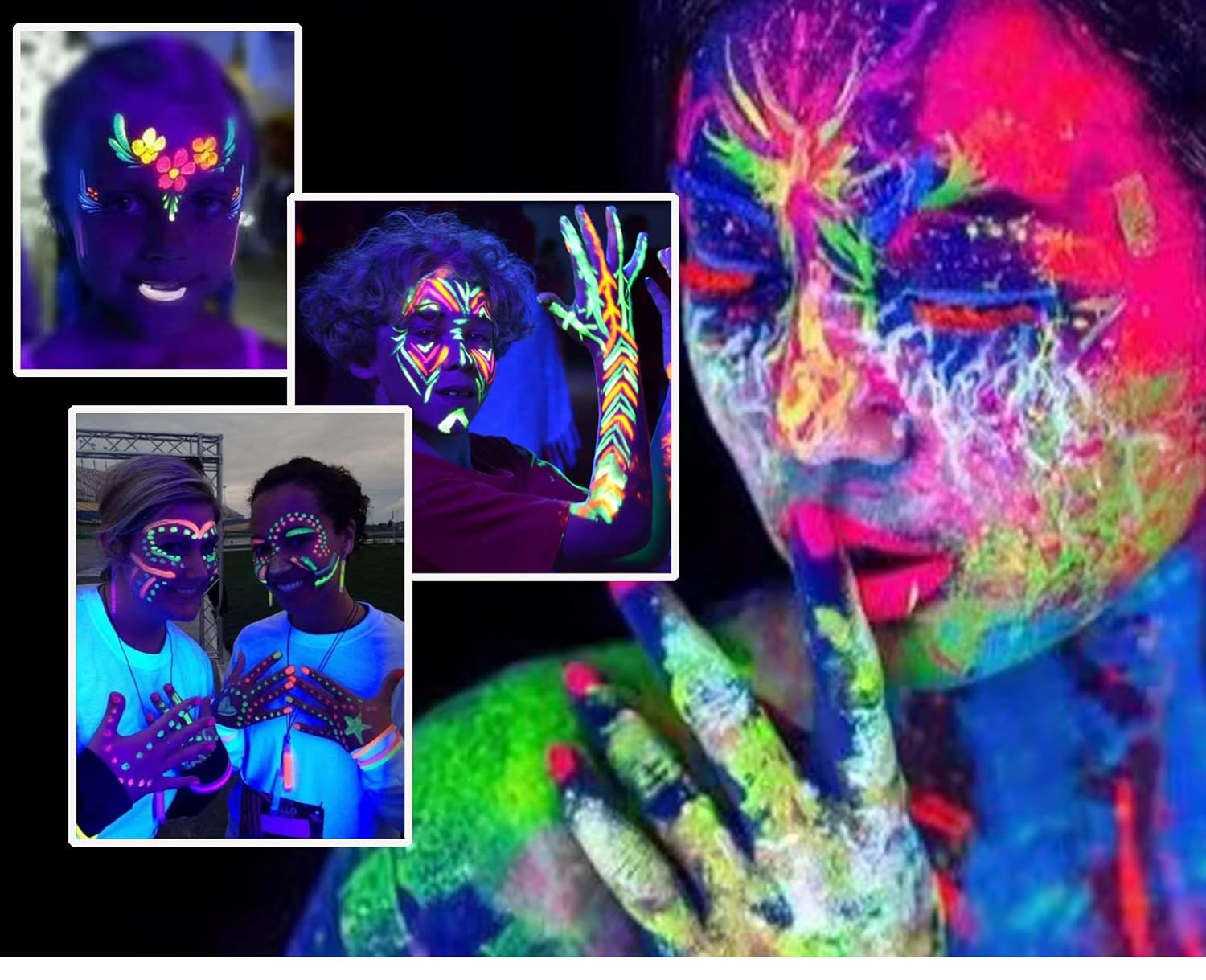 6 Color Glow in The Black Light UV Face Paint Crayon Markers for Kids