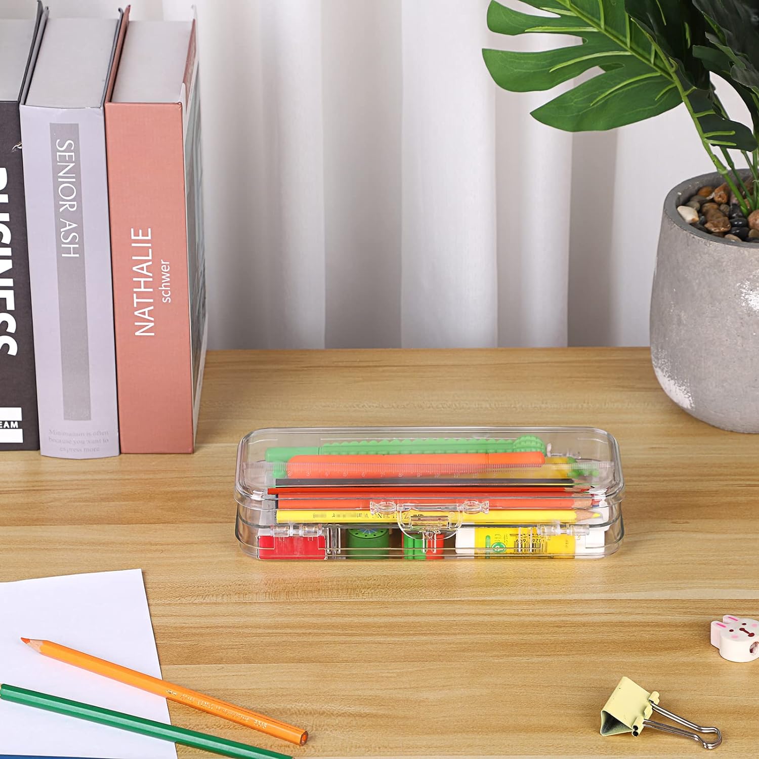 Double Deck Pencil Case Clear Plastic Stationery Box