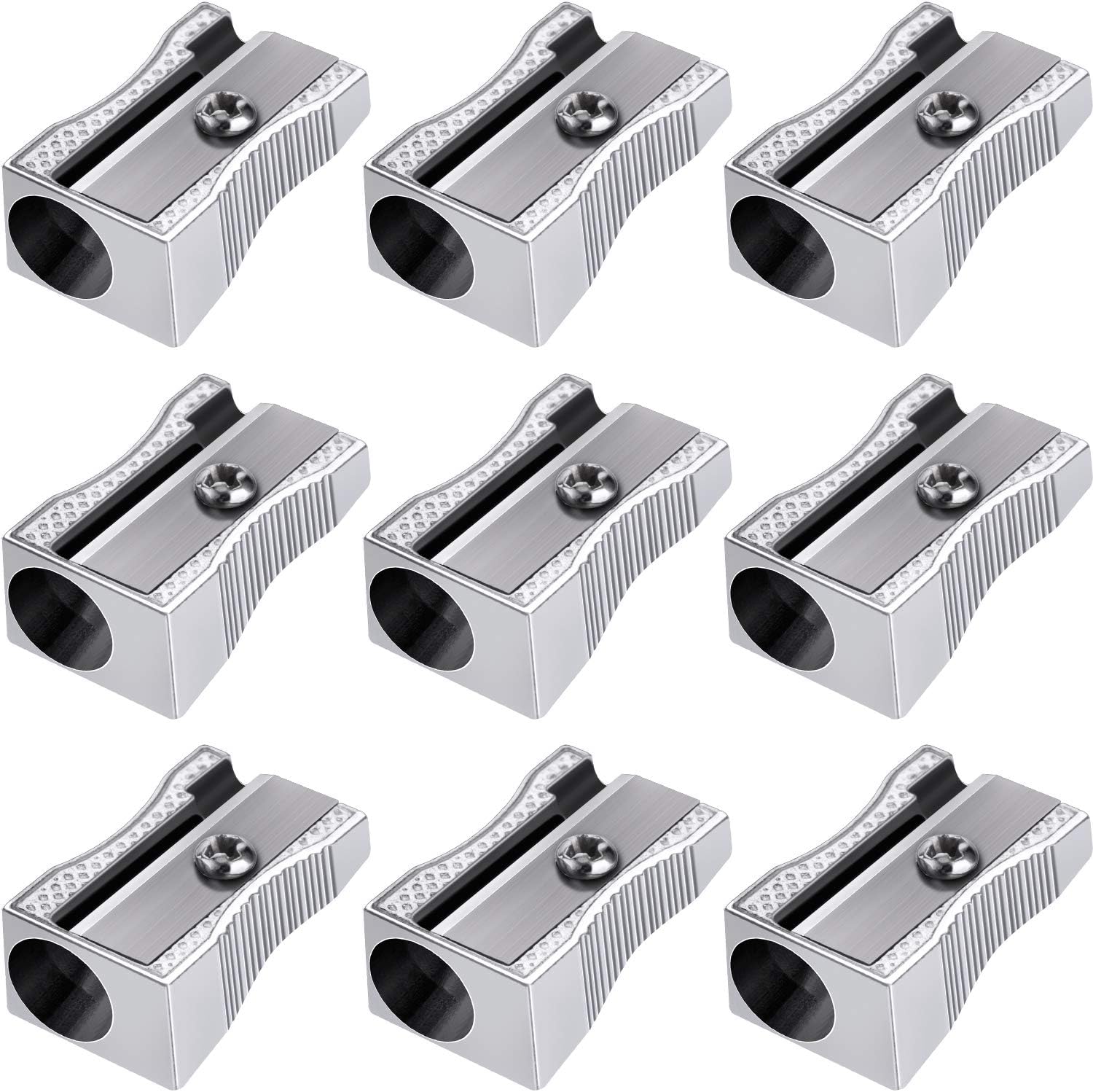 48 Pack Handheld Metal Mini Manual Pencil Sharpeners Silver