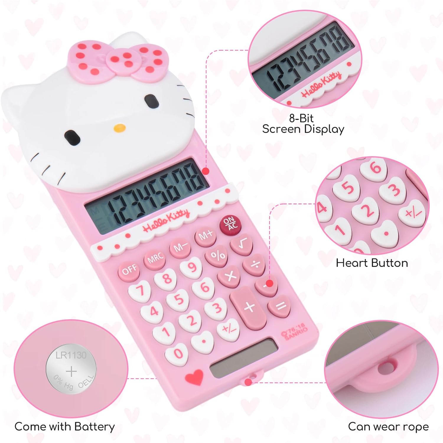 Cute Cat Kitty Kids Calculator 8 Digit with LCD Display