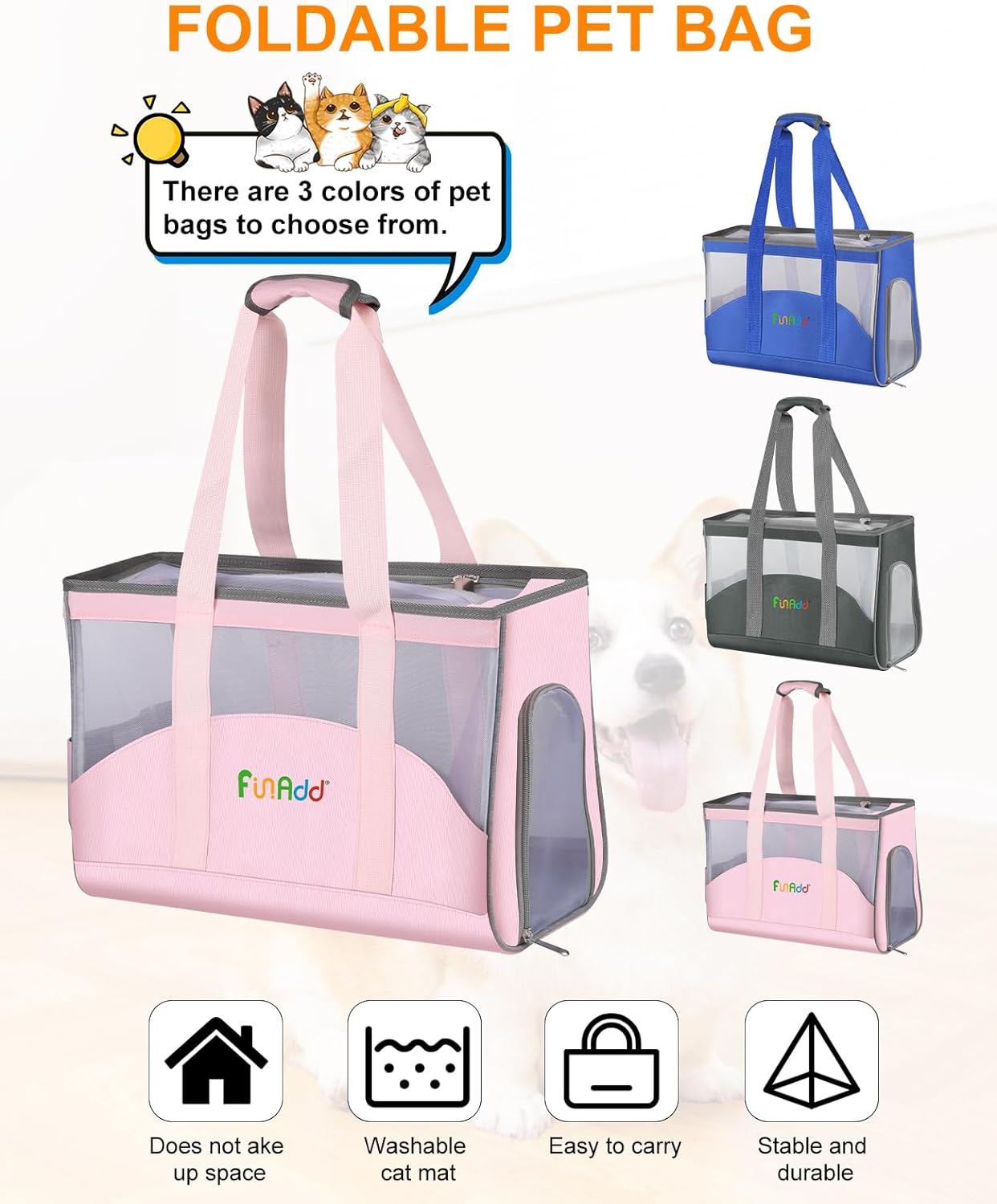 FunAdd Pet Pet Carrier,Airline Approved,for Small Dogs and Cats