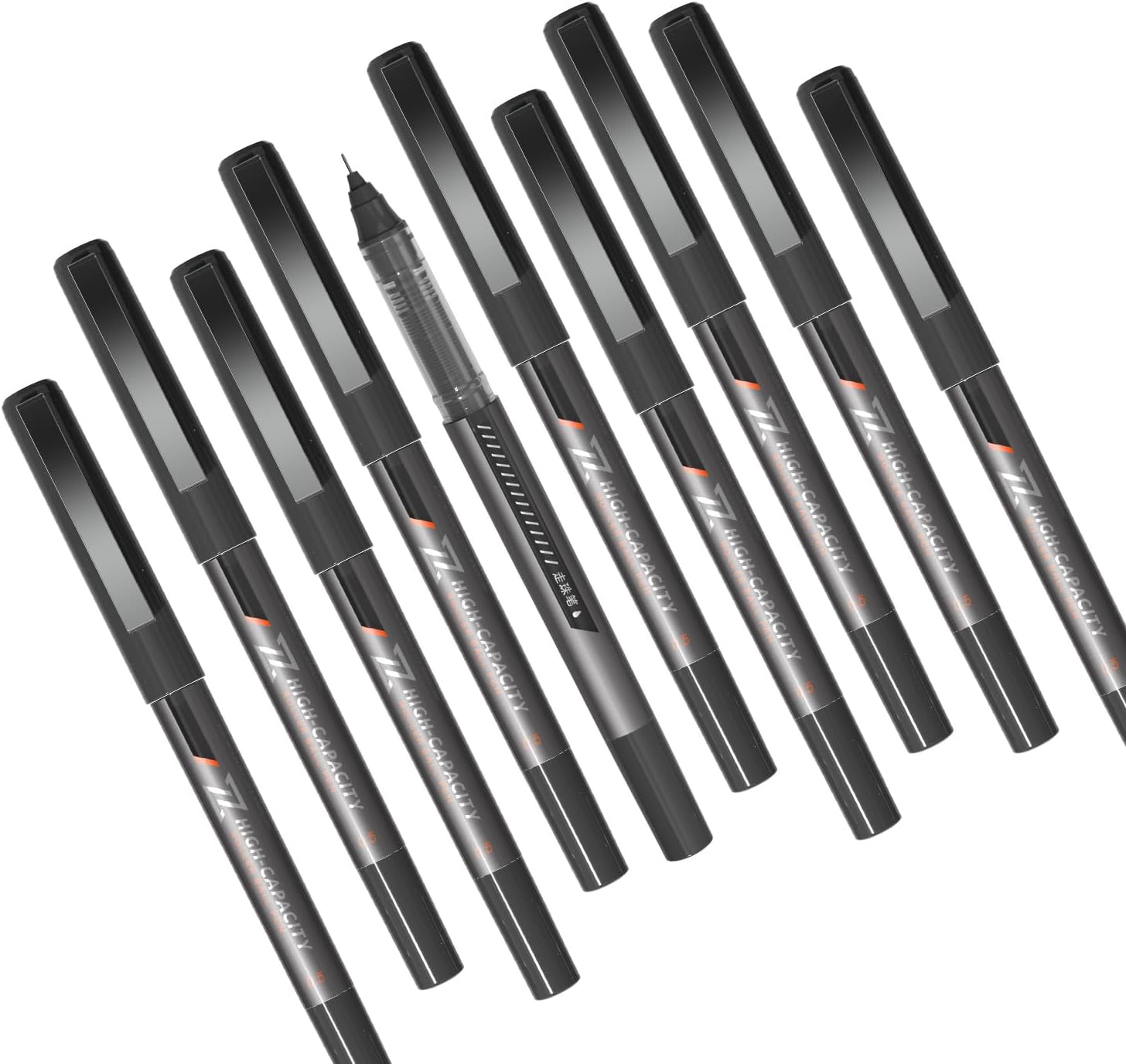 M&G 10Pcs Liquid Rollerball Pens,0.5mm Black Ink Ultra Fine Point Pens