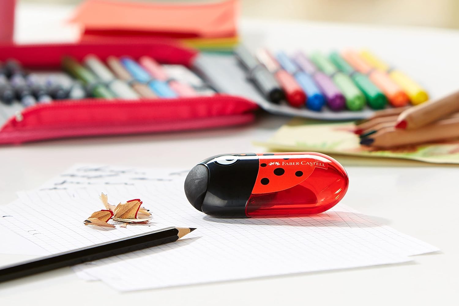 Faber Castell Dual Hole Pencil Sharpener with Eraser Ladybug