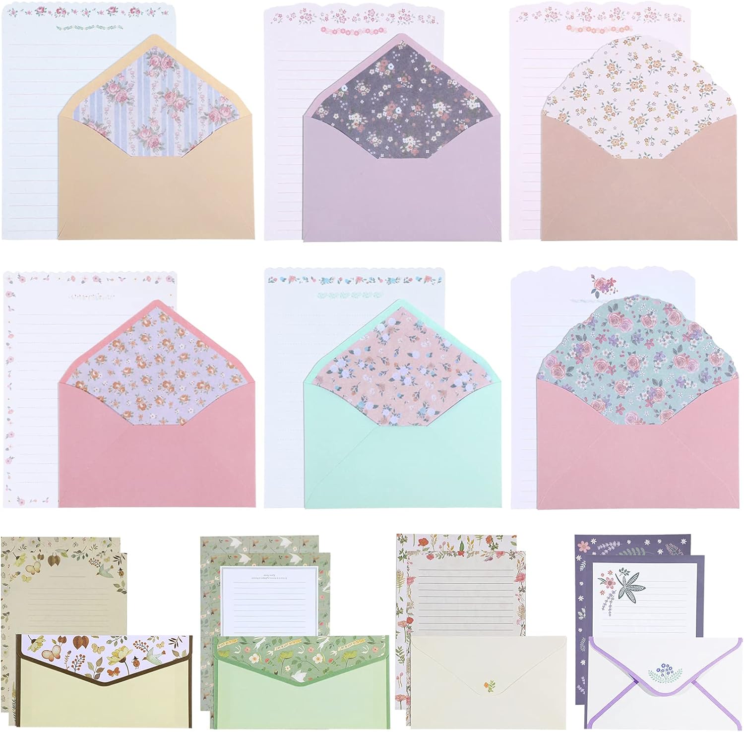 72Pcs Stationery Paper and Envelopes Set Vintage Floral Letter Writing