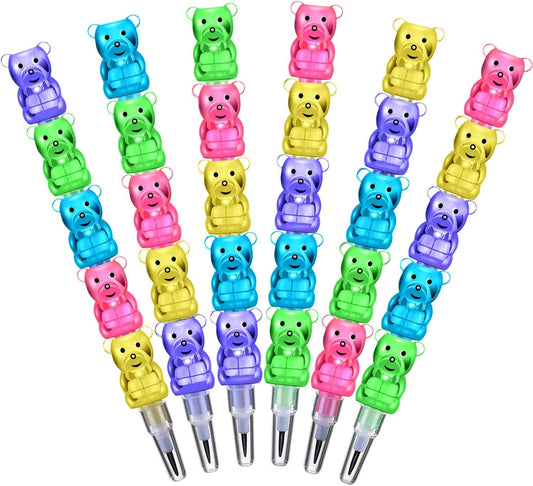 40Pcs 5in1 Stackable Pencils Plastic Colored Bear