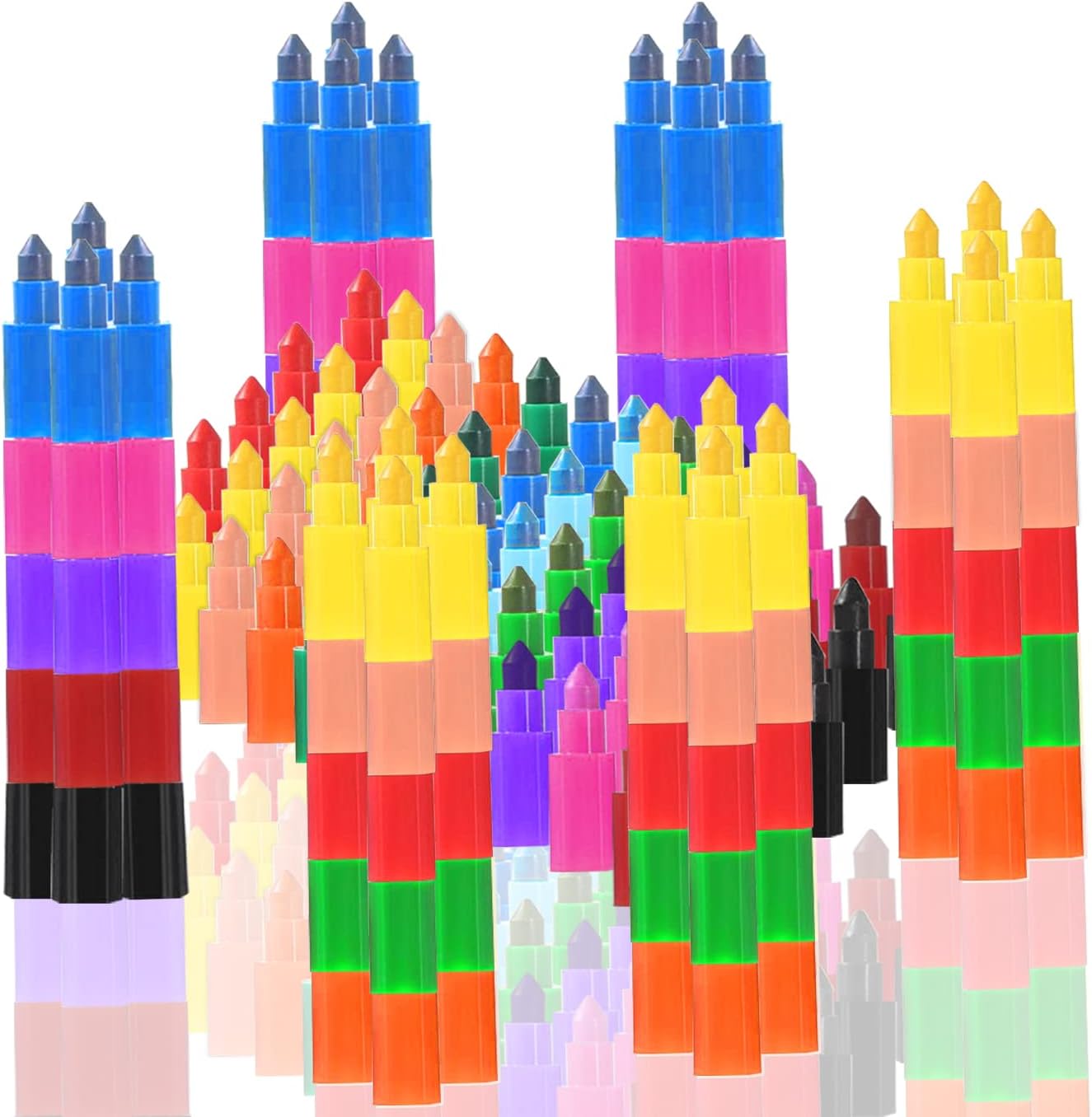 18Pcs Stacking Buildable 12in1 Wax Crayons for Kids