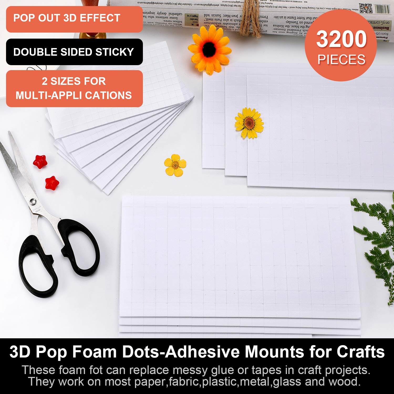 16 Sheets Craft Foam Dots Adhesive 2 Sizes