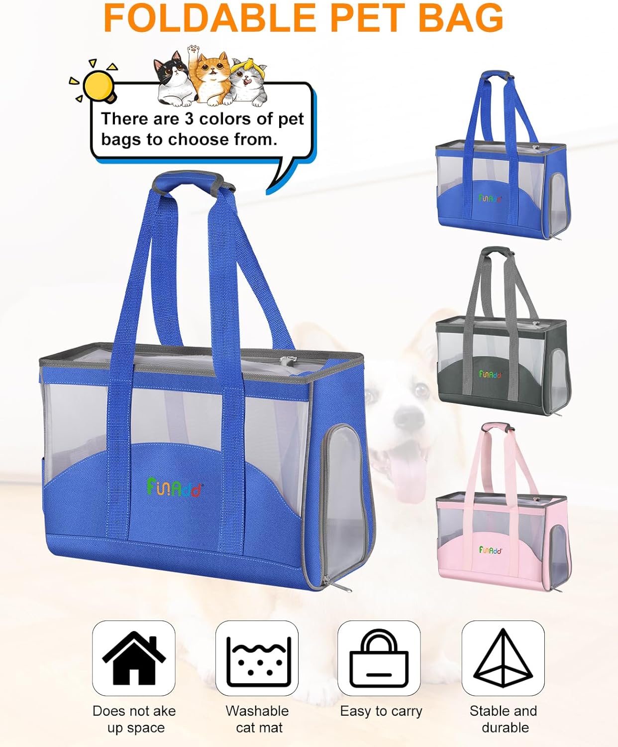 FunAdd Pet Pet Carrier,Airline Approved,for Small Dogs and Cats