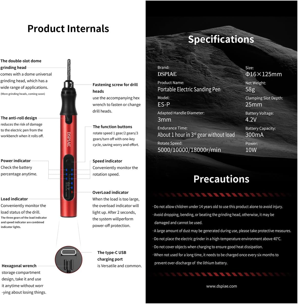 USB Charge Portable Electric Micro Sanding Pen For Hobby Model Craft