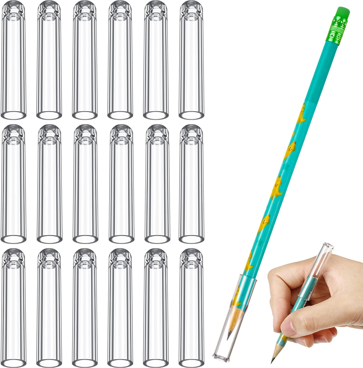 18Pcs Plastic Pencil Caps Tip Protector for Wooden Pencil Extender