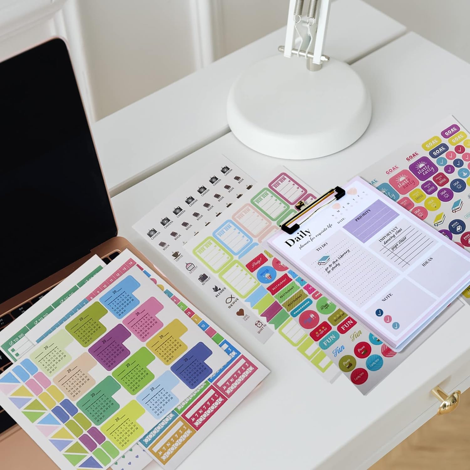 12 Sheets of Planner Stickers with 730Pcs Cute Planner Labels