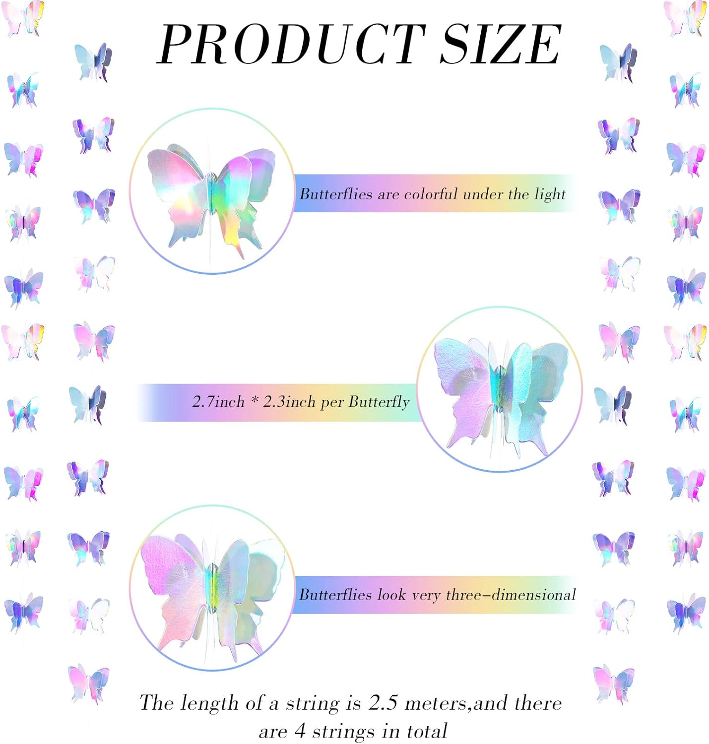 3D Butterfly Hanging Party Garlands Laser Paper Decoration