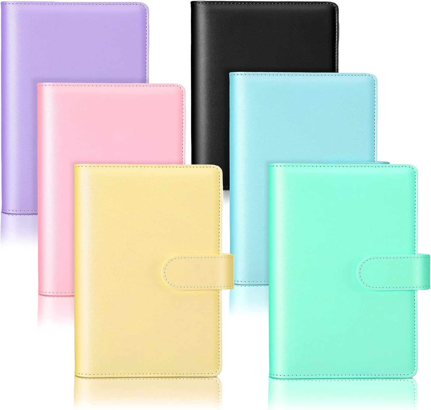 6Pcs A6 PU Leather Notebook Binder Cover with Magnetic Buckle Closure