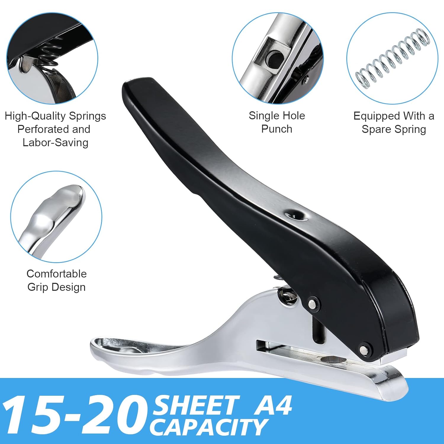 Single Hole Punch Hand Held for Tags Paper Cards Plastic Cardboard