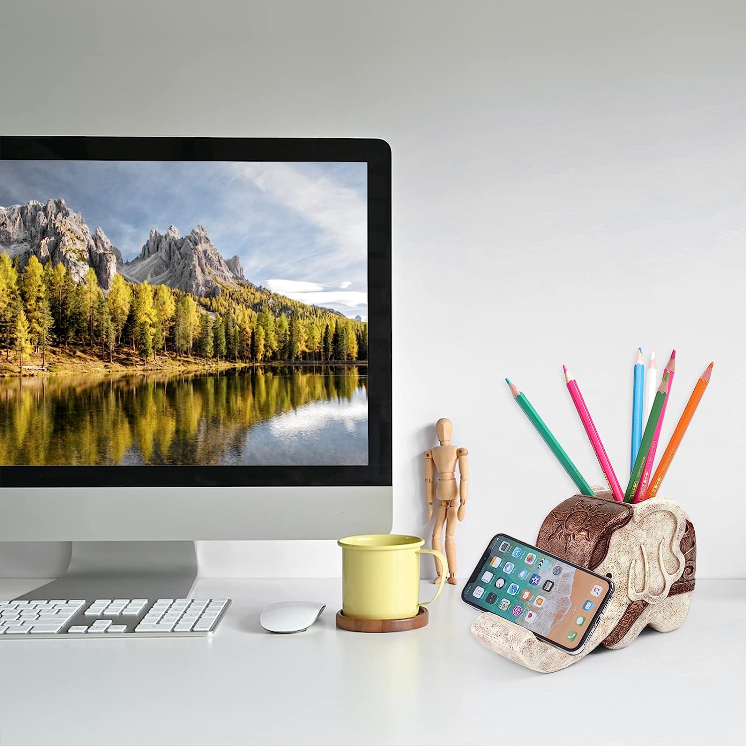 Elephant Pencil Holder with Phone Stand,Office Desk Organizer