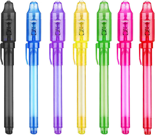 7pcs Invisible Ink Spy Pen with UV Light for Kids Secret Message