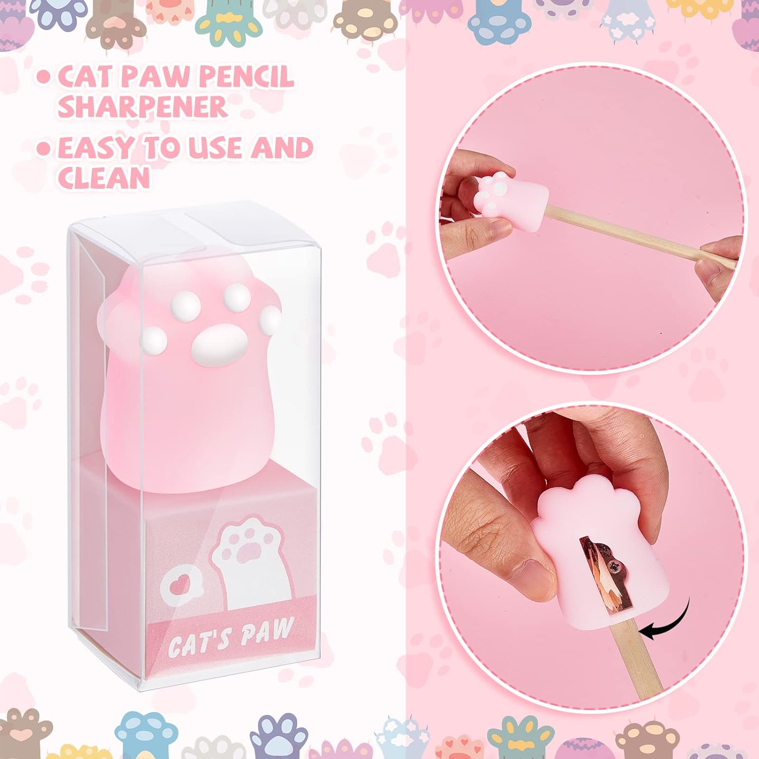 4Pcs Cute Cat Paw Kawaii Manual Pencils Sharpeners