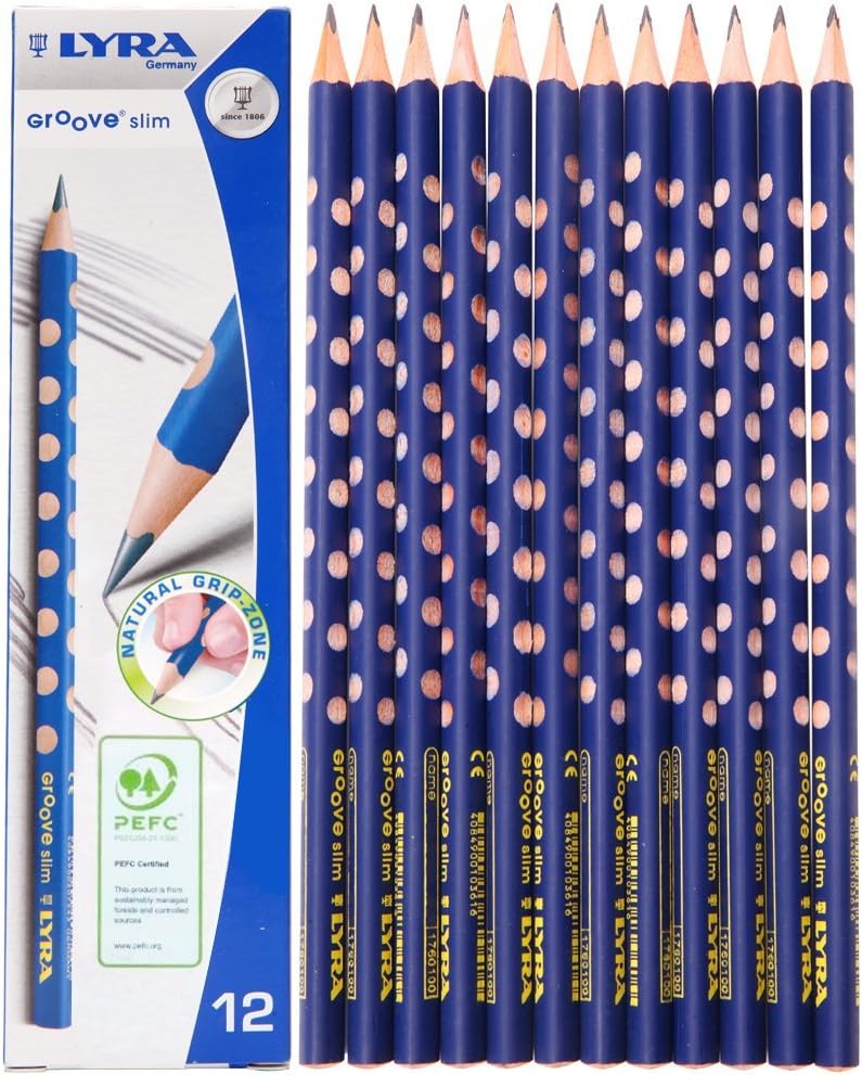 LYRA Groove Slim Wooden HB/2B/2H Graphite Pencils,12 Pack