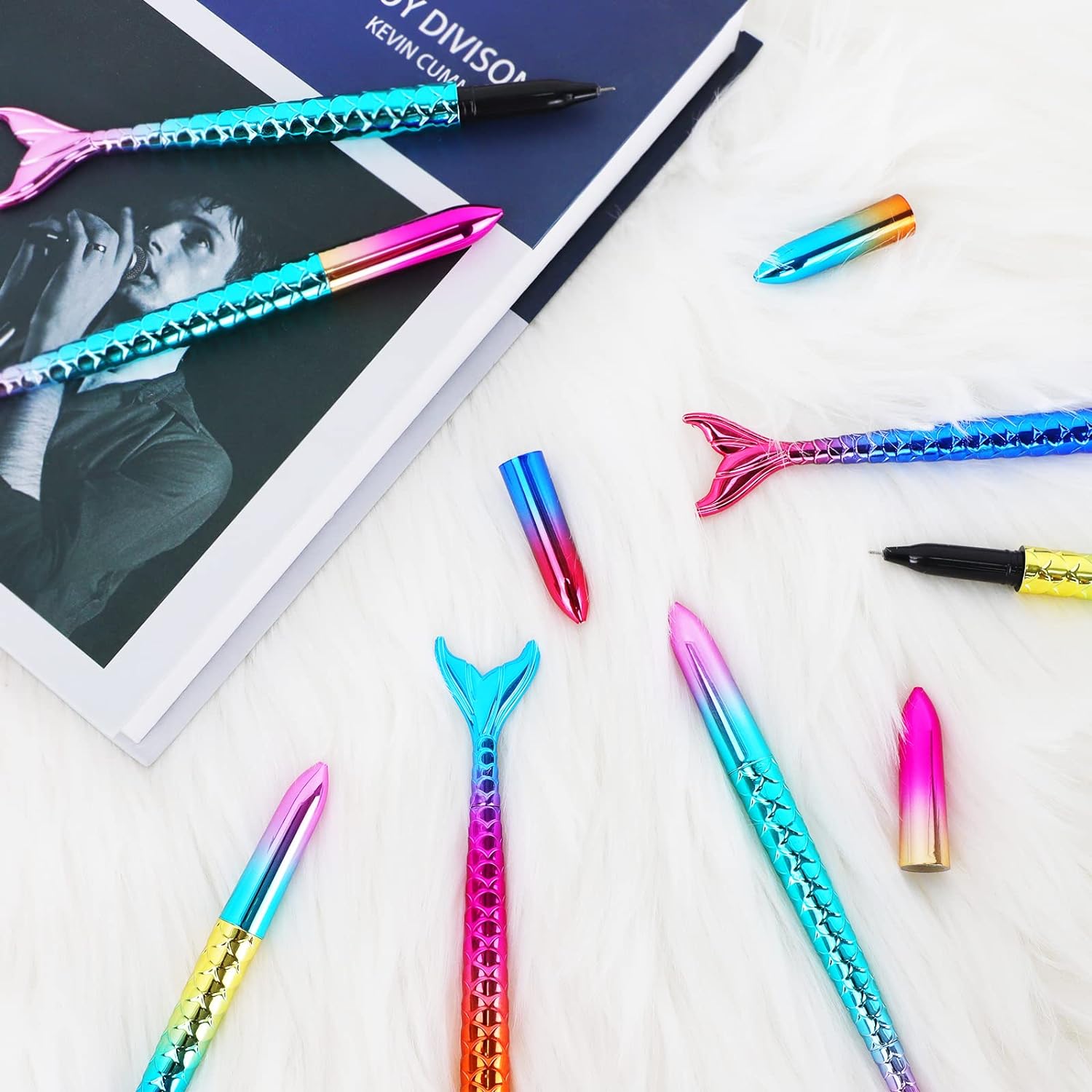 10PCS Mermaid Shaped Cute Fish Ballpoint Pens