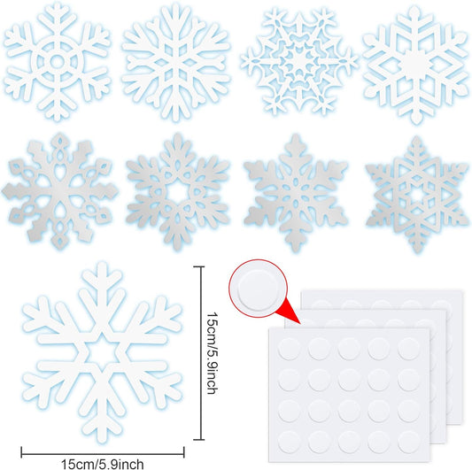 45pcs Winter Christmas Snowflake Paper Cutouts with Glue Point Dots