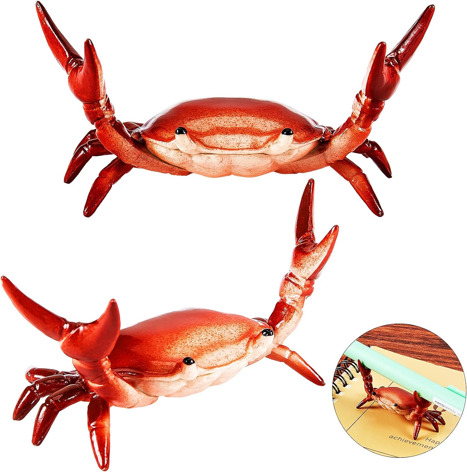 2Pcs Creative Cute Weightlifting Crab Pen Holder