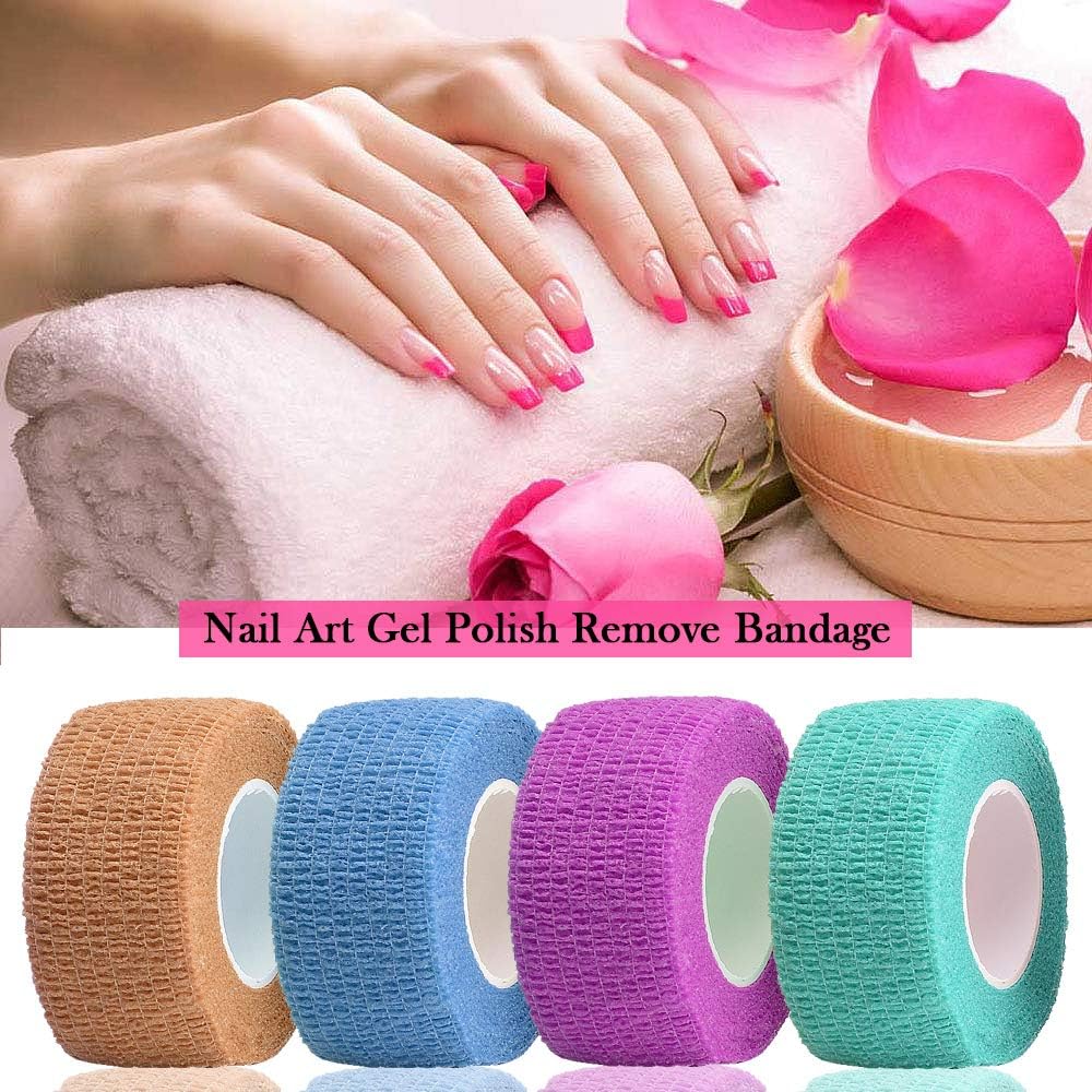 12 Colors Self Adhesive Bandage Wrap for Finger Nail Protector,2.5cm x 4.5m / 1" x 5yd