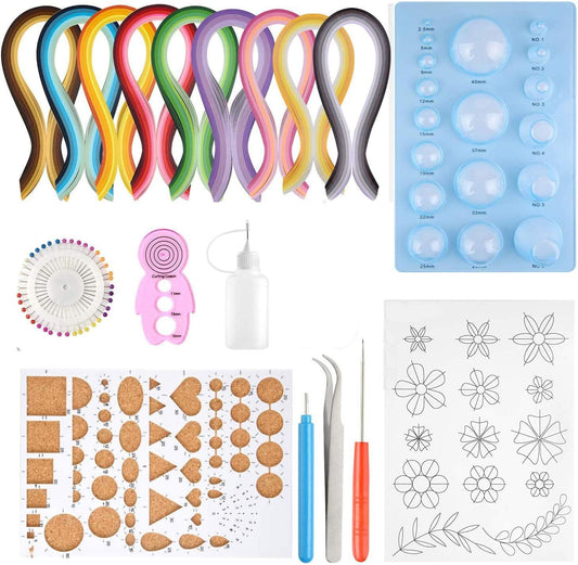 900 Strips with Paper Quilling Tools and Supplies All-in-one Starter Set