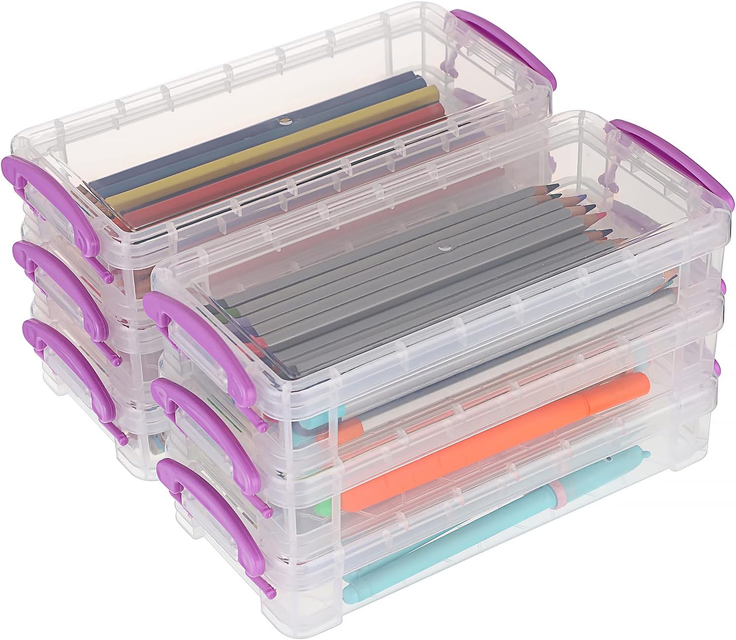 6 Large Capacity Pencil Box,Office Supplies Storage Organizer Box