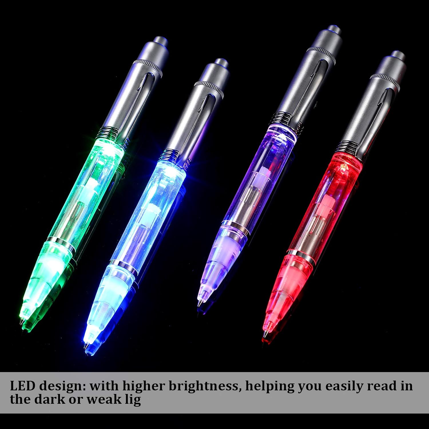 16Pcs LED Penlight Light-up Ballpoint Pens for Night Writing Rainbow