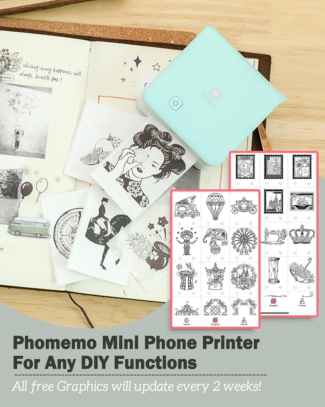 Phomemo M02 Pro Pocket Thermal Bluetooth Photo Printer Type-C Charging