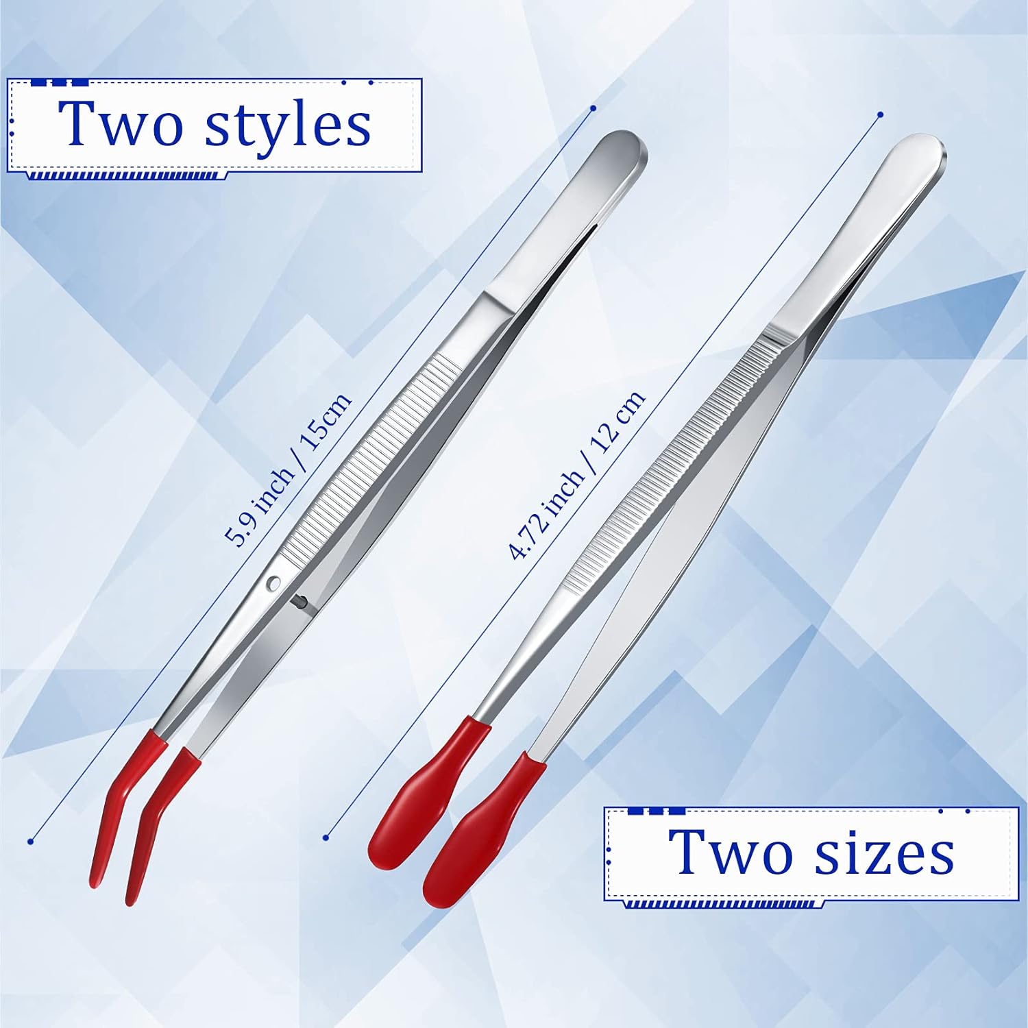 4Pcs Tweezers with Rubber Tip for Lab Industrial Jewelry Craft