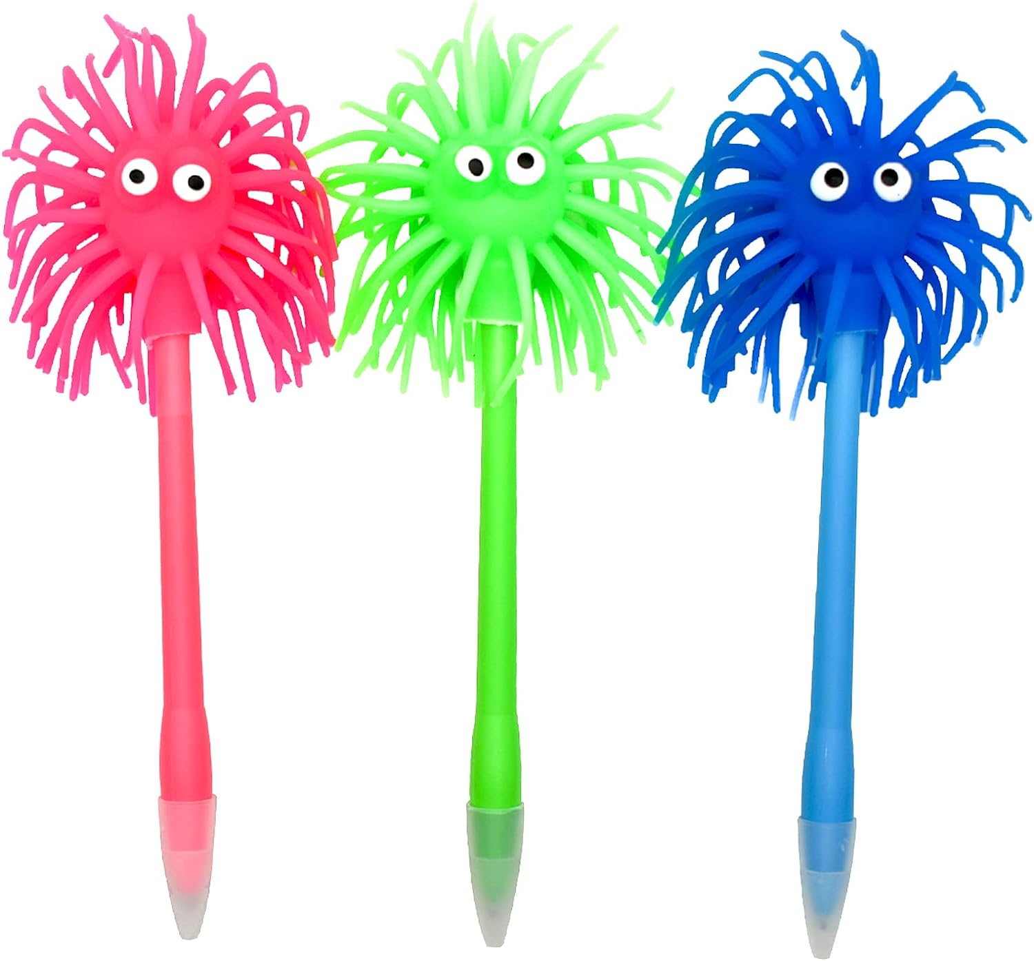 6 PCS Cute Sea Urchin Shaped Pens Soft Rubber Ballpoint Pens