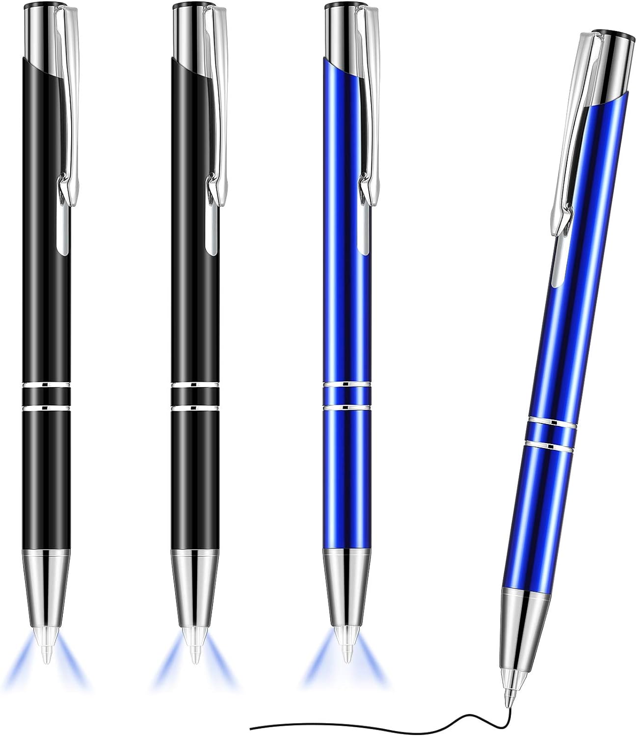 4 Pack Ballpoint Pens with LED Light for Writing in the Dark