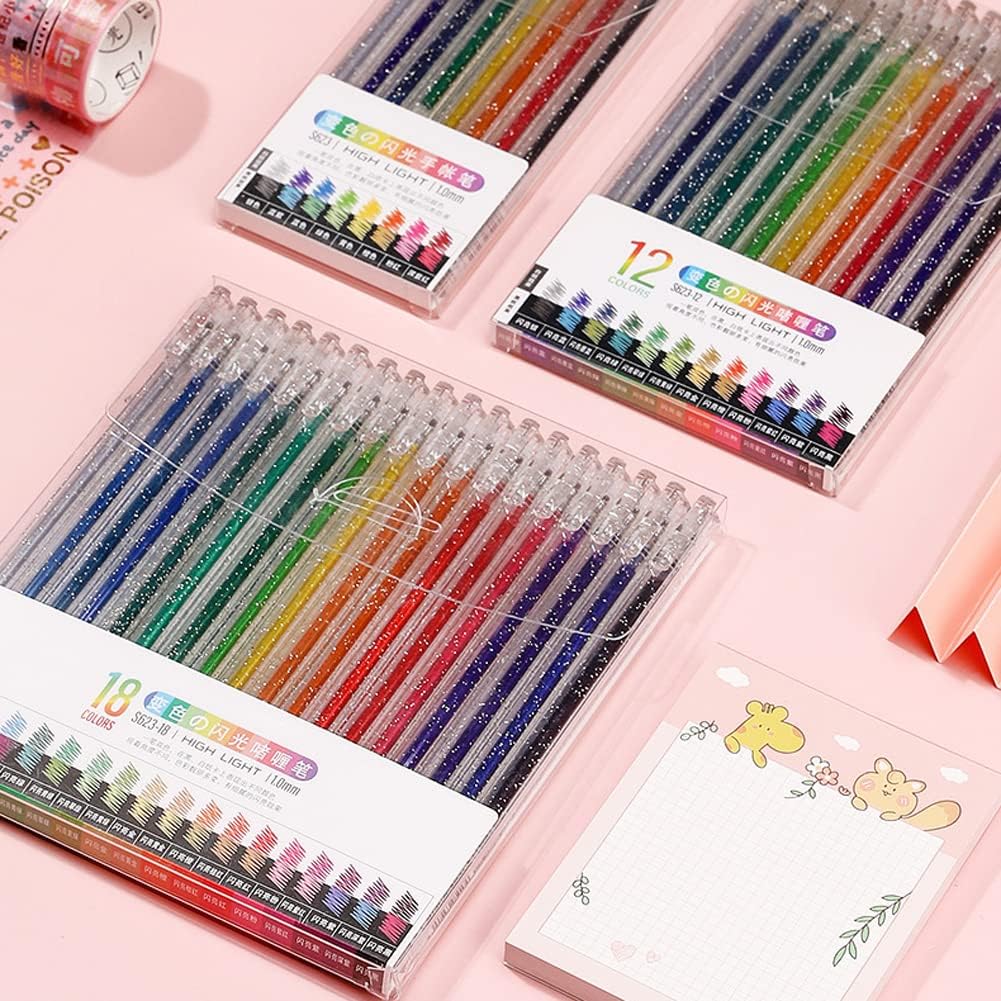 6/12/18 Colors Glitter Pen Set for Kids Adult Coloring Drawing Crafting Doodling