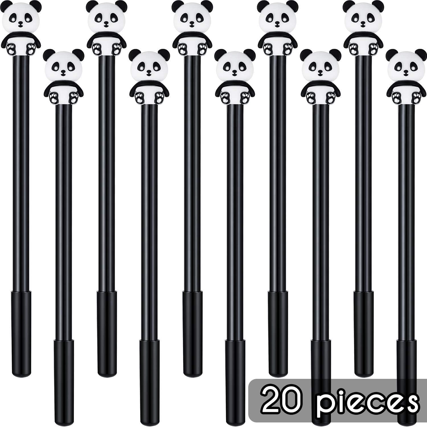 20Pcs Back to School Cute Panda 0.5 mm Black Gel Ink Pens