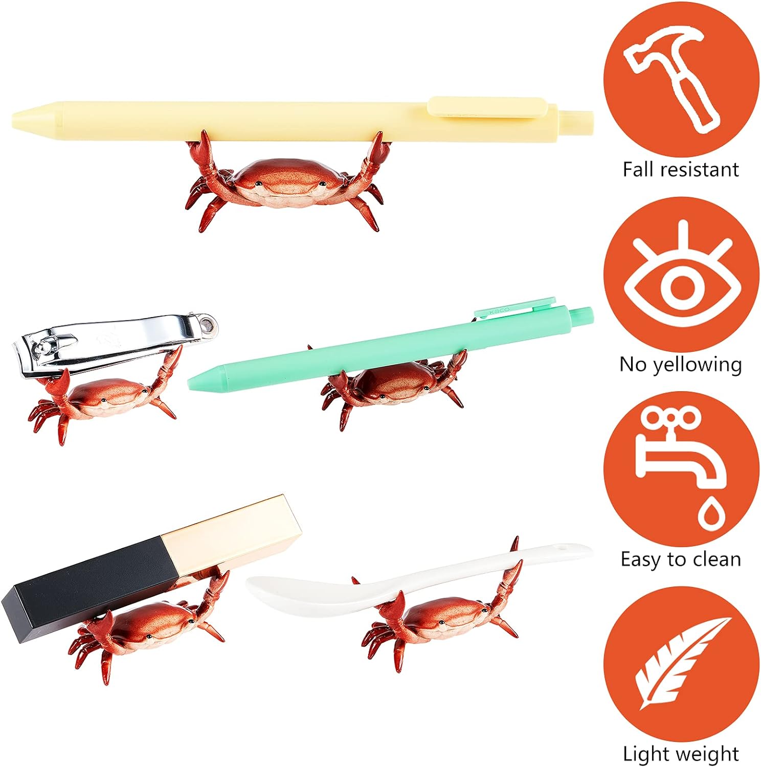 2Pcs Creative Cute Weightlifting Crab Pen Holder