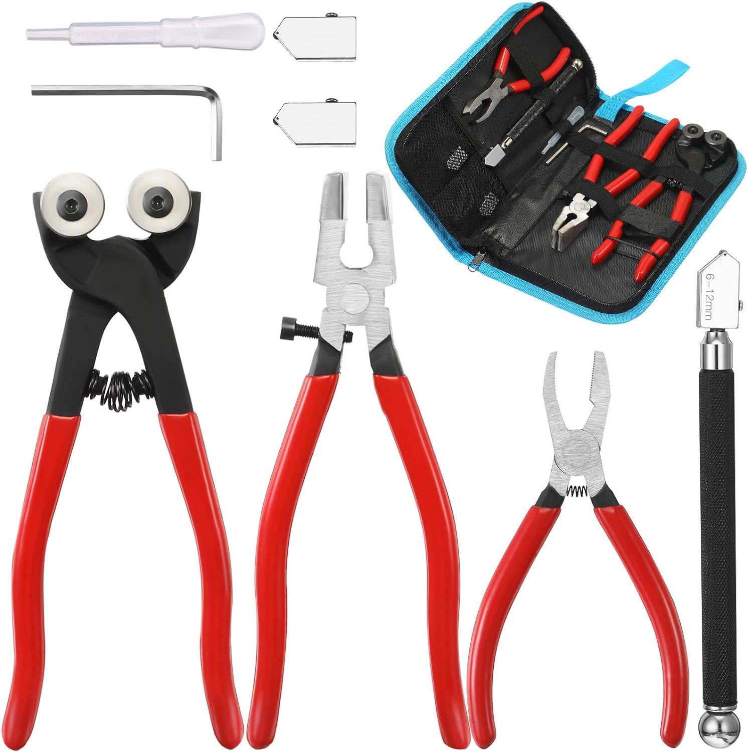 8Pcs Glass Mosaic Cutter Kits,Nipper,Plier,Hex Wrench,Oil Dispenser