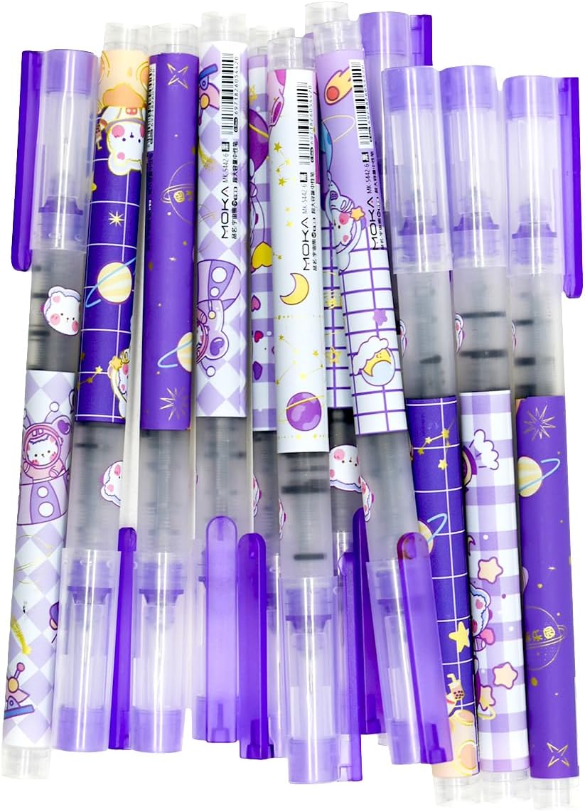 12PCS Astronaut Bear Spaceman Liquid Quick Dry Ink Rollerball Pens