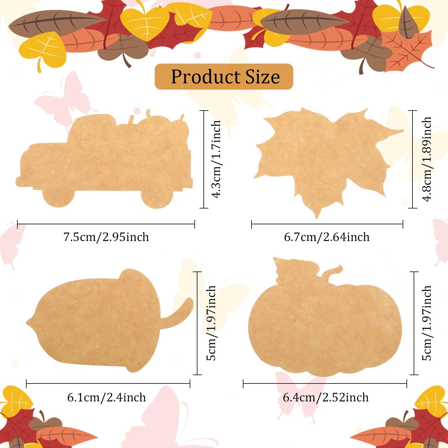 200 Pieces Thanksgiving Fall Leaves Autumn Kraft Paper Labels Stickers